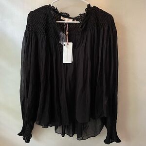 LoveShackFancy Fernanda Blouse Black Size M                 New With Tags!!!!!